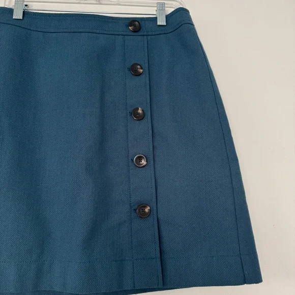 Ann Taylor Teal Button-Front A-Line Mini Skirt Fully Lined Dark Academia Women 6 - Picture 2 of 7